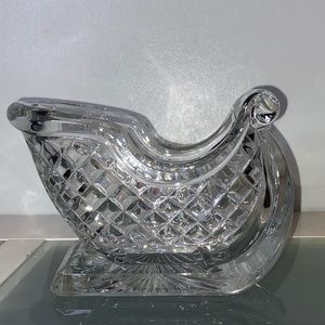 1980s Vintage 24% Lead Crystal Sleigh Candy Dish Bowl